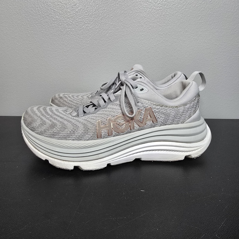 Hoka Shoes Womens Size 7B Gray Gaviota 5 Performance Running Athletic Sneakers - Picture 2 of 9